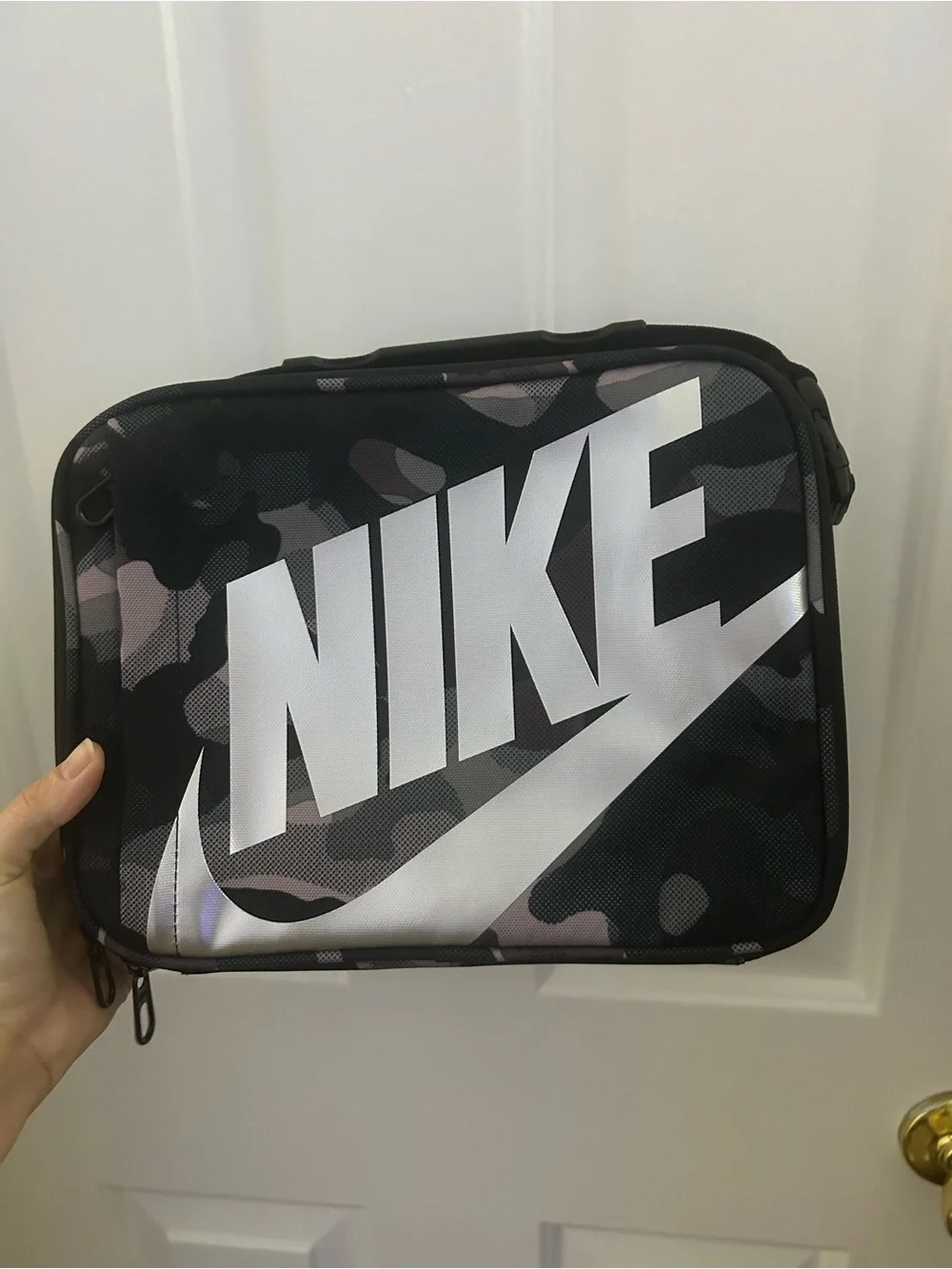 Nike Black & Gray Camo Toiletry Bag with Large White Logo
